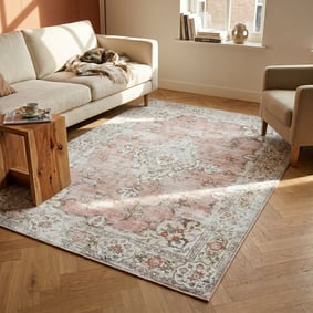 Vintage vloerkleed - Ember Medaillon Roze