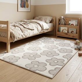 Kinderkamer vloerkleed - Bowie Bloem Creme