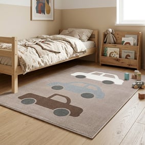 Kinderkamer vloerkleed - Bowie Auto Taupe