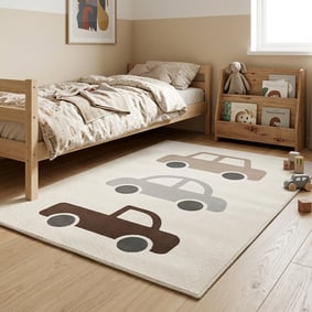 Kinderkamer vloerkleed - Bowie Auto Creme