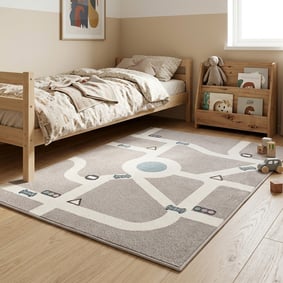 Kinderkamer vloerkleed - Bowie Autoweg Taupe