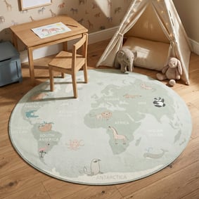 Rond kindervloerkleed - Globe Mint