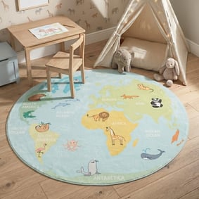 Rond kindervloerkleed - Globe Lichtblauw