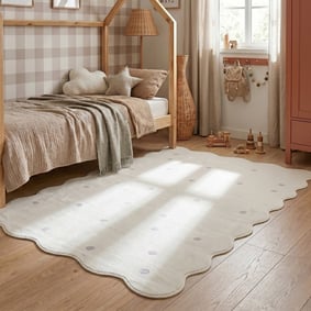 Wasbaar vloerkleed - Cloudy Stippen Wit