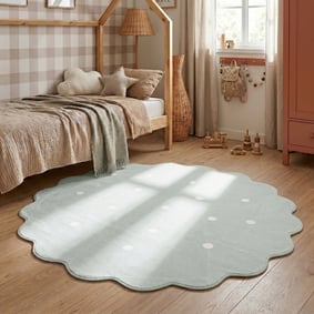 Rond wasbaar vloerkleed - Cloudy Stippen Mint