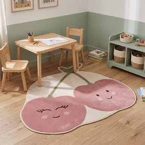 Wasbaar kindervloerkleed - Berry Kersen Rood