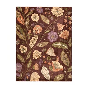 Wasbaar vloerkleed - Misty Flowers Bruin - product