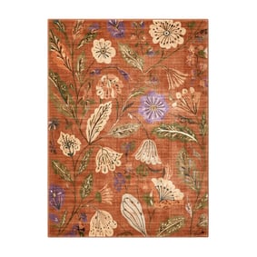 Wasbaar vloerkleed - Misty Flowers Terracotta - product