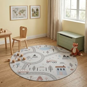 Rond speelkleed auto - Rocky Ride Wit