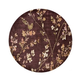 Rond wasbaar vloerkleed - Misty Floral Bruin - product