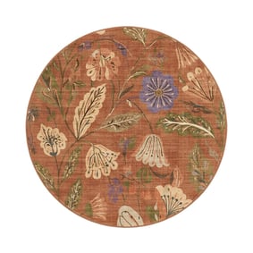 Rond wasbaar vloerkleed - Misty Flowers Terracotta - product