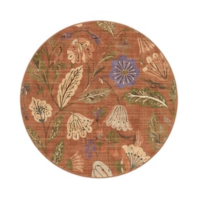 Rond wasbaar vloerkleed - Misty Flowers Terracotta - sfeer