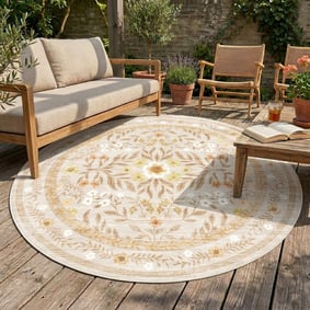 Rond vintage buitenkleed - Luana Geel