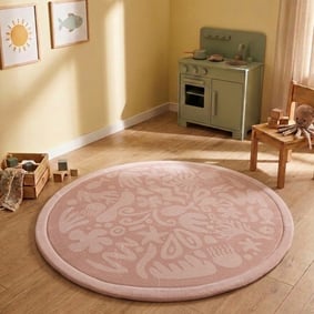 Rond wasbaar speelkleed - Flo Roze