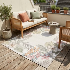 Buitenkleed bloemen - Poppy Creme
