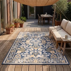 Binnen- & buitenvloerkleed - Bloom Oriental Blauw