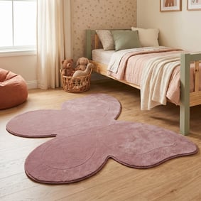 Wasbaar kindervloerkleed - Coco Vlinder Donkerroze