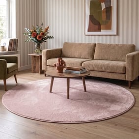 Rond wasbaar vloerkleed - Vivid Roze 