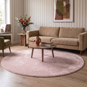 Rond wasbaar vloerkleed - Vivid Roze