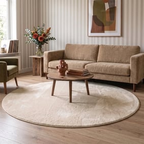 Rond wasbaar vloerkleed - Vivid Beige 