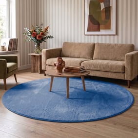 Rond wasbaar vloerkleed - Vivid Blauw 