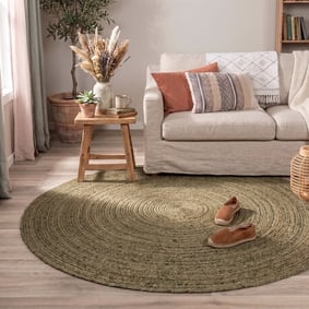 Jute vloerkleed - Fair Rond Groen