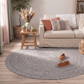 Jute vloerkleed - Fair Rond Grijs