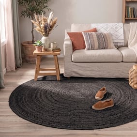 Jute vloerkleed - Fair Rond Zwart