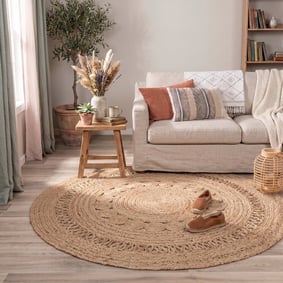 Jute vloerkleed - Fair Rond Rotan Naturel