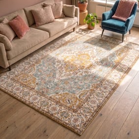 Vintage vloerkleed - Thirza Medaillon Lichtblauw/Multicolor