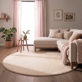 Rond laagpolig vloerkleed - Cozy Creme 