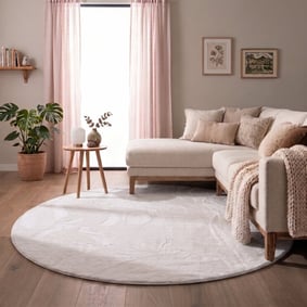 Rond laagpolig vloerkleed - Cozy Wit 