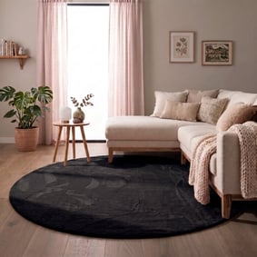 Rond laagpolig vloerkleed - Cozy Zwart 