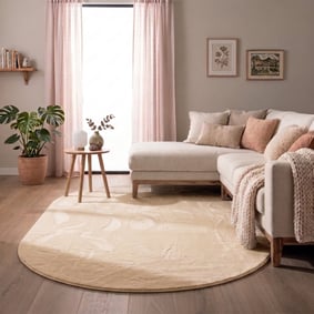 Ovaal laagpolig vloerkleed - Cozy Creme