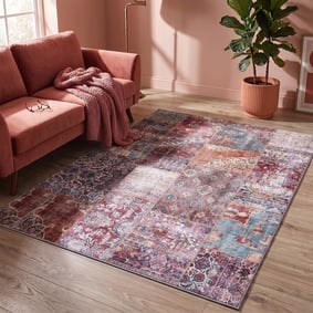 Patchwork vloerkleed - Azara Rood