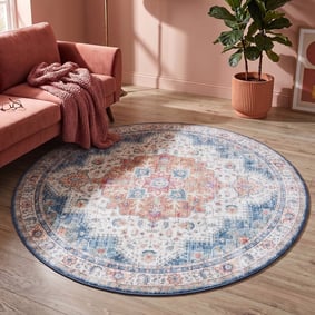 Rond Vintage vloerkleed - Azara Lichtblauw