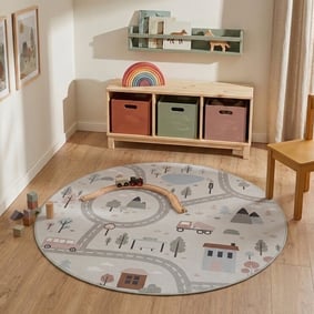 Rond speelkleed auto - Rocky Ride Wit