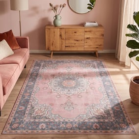 Vintage vloerkleed - Lily Medaillon Roze