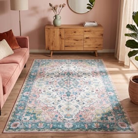 Vintage vloerkleed - Lily Oriental Blauw/Roze