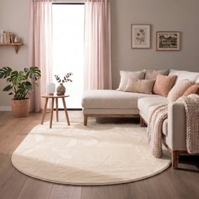 Ovaal laagpolig vloerkleed - Cozy Creme