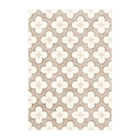 Geometrisch buitenkleed - Mosaic Clover Creme - sfeer