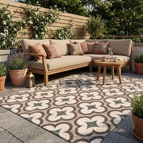 Geometrisch buitenkleed - Mosaic Clover Groen
