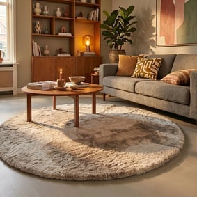 Rond Hoogpolig vloerkleed - Comfy Supreme Beige