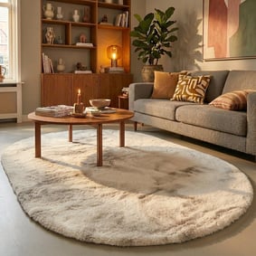 Ovaal hoogpolig vloerkleed - Comfy Supreme Creme