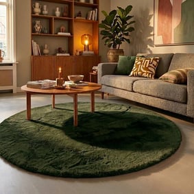 Rond Hoogpolig vloerkleed - Comfy Supreme Groen