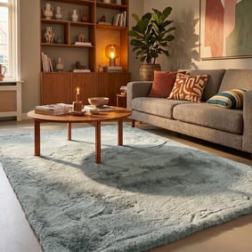 Zacht Hoogpolig vloerkleed - Comfy Supreme Blauw/Groen