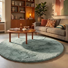 Rond Hoogpolig vloerkleed - Comfy Supreme Blauw/Groen