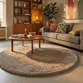 Rond Hoogpolig vloerkleed - Comfy Supreme Taupe
