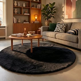 Rond Hoogpolig vloerkleed - Comfy Supreme Zwart