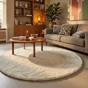 Rond Hoogpolig vloerkleed - Comfy Supreme Wit